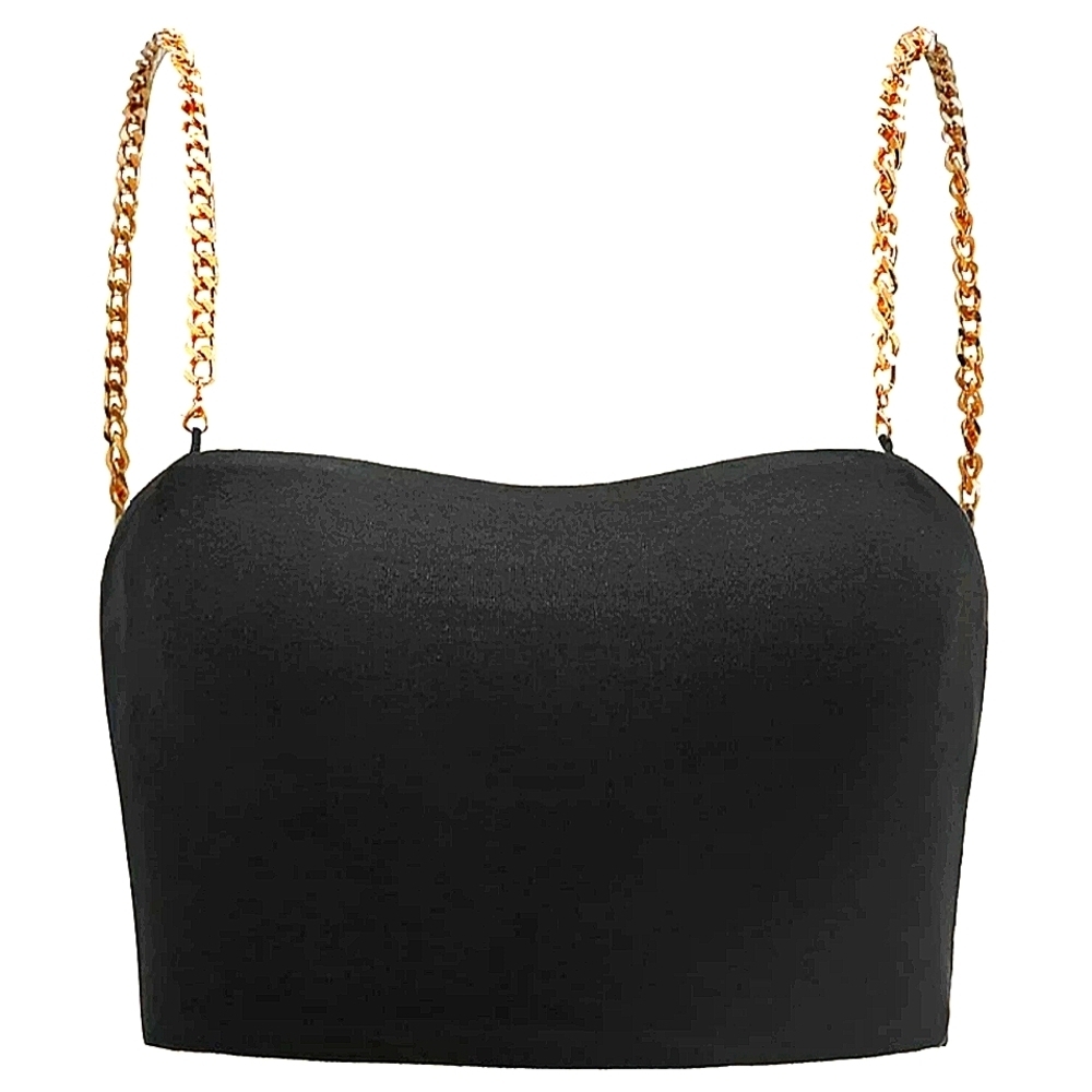 GOLD CHAIN LINK STRAP CROP TOP